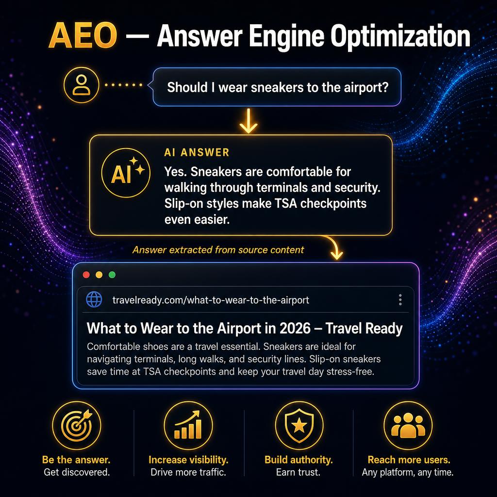 Answer Engine Optimization process using structured content, schema, and direct answers to become the answer AI engines quote
